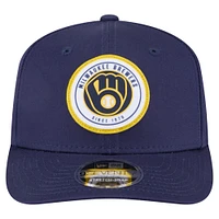 Men's New Era Navy Milwaukee Brewers Circle Patch 9SEVENTY Stretch-Snap Hat