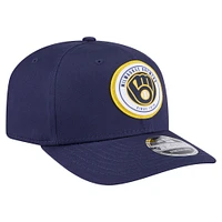 Men's New Era Navy Milwaukee Brewers Circle Patch 9SEVENTY Stretch-Snap Hat