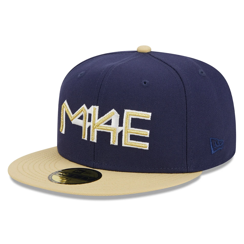 Men's New Era Navy Milwaukee Brewers Cooperstown Collection Retro City 59FIFTY Fitted Hat