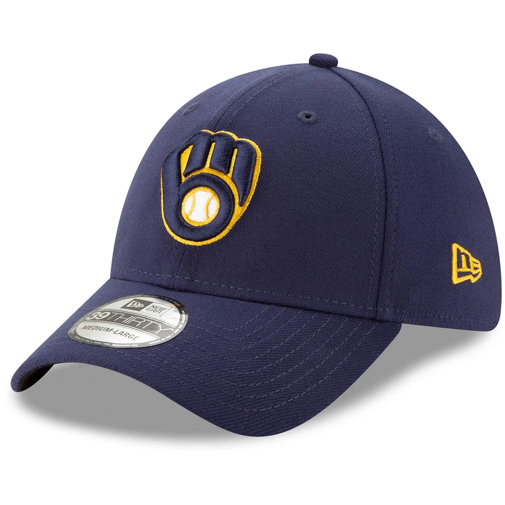 Men's New Era Navy Milwaukee Brewers Game Team Classic 39THIRTY Flex Hat