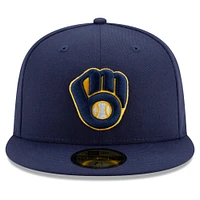 Men's New Era Navy Milwaukee Brewers Home Authentic Collection On-Field 59FIFTY Fitted Hat