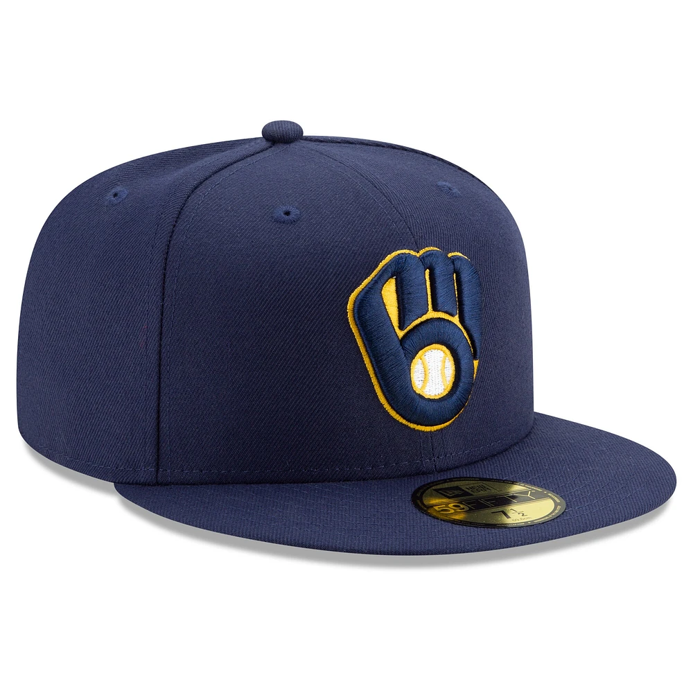 Casquette ajustée New Era Milwaukee Brewers Home Authentic Collection On-Field 59FIFTY pour homme, bleu marine