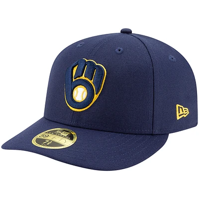 Men's New Era Navy Milwaukee Brewers Home Authentic Collection On-Field Low Profile - 59FIFTY Fitted Hat