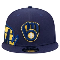 Casquette snapback 9FIFTY bleu marine avec logo des Milwaukee Brewers de New Era pour homme