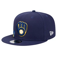 Casquette snapback 9FIFTY bleu marine avec logo des Milwaukee Brewers de New Era pour homme