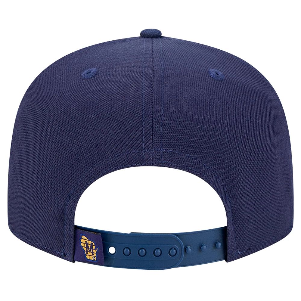 Casquette snapback 9FIFTY bleu marine avec logo des Milwaukee Brewers de New Era pour homme