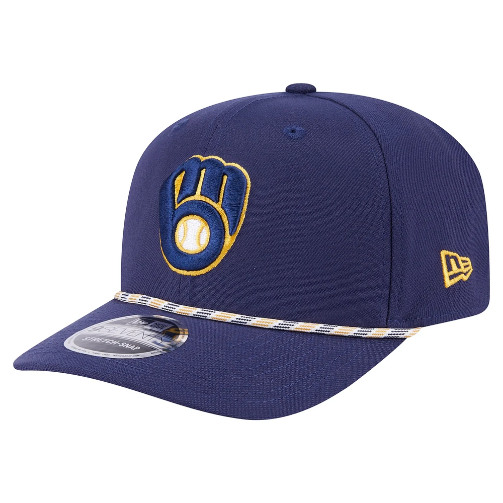 Men's New Era Navy Milwaukee Brewers Multi-Rope 9SEVENTY Stretch-Snap Hat