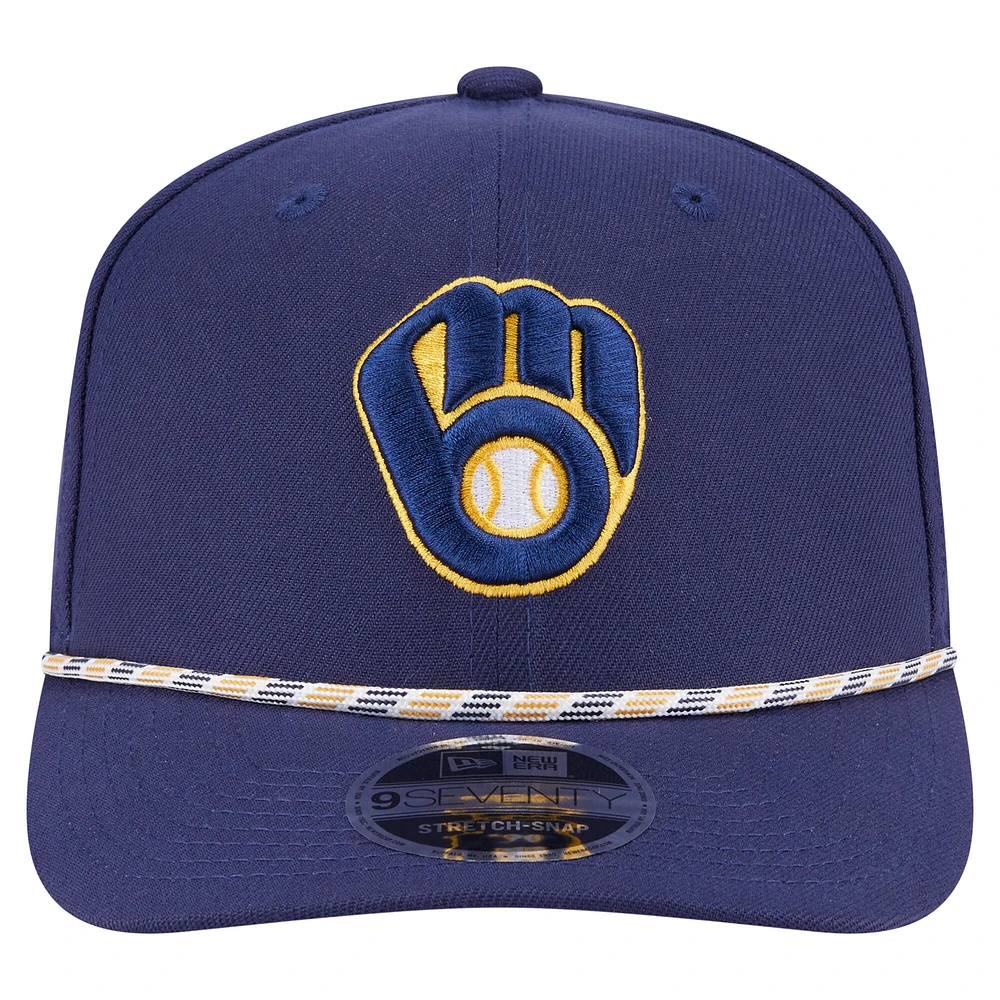 Men's New Era Navy Milwaukee Brewers Multi-Rope 9SEVENTY Stretch-Snap Hat