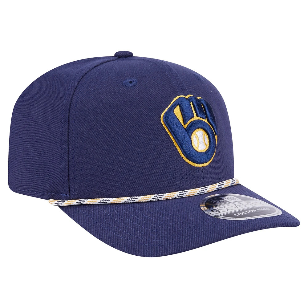 Men's New Era Navy Milwaukee Brewers Multi-Rope 9SEVENTY Stretch-Snap Hat