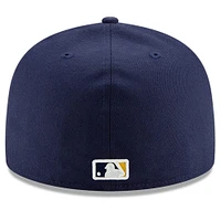 Casquette ajustée 59FIFTY du Temple de la renommée baseball national des Milwaukee Brewers New Era pour hommes, bleu marine