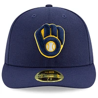 Casquette ajustée 59FIFTY à profil bas du Temple de la renommée baseball national des Milwaukee Brewers New Era pour hommes, bleu marine