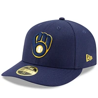 Casquette ajustée 59FIFTY à profil bas du Temple de la renommée baseball national des Milwaukee Brewers New Era pour hommes, bleu marine