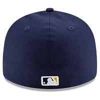 Casquette ajustée 59FIFTY à profil bas du Temple de la renommée baseball national des Milwaukee Brewers New Era pour hommes, bleu marine