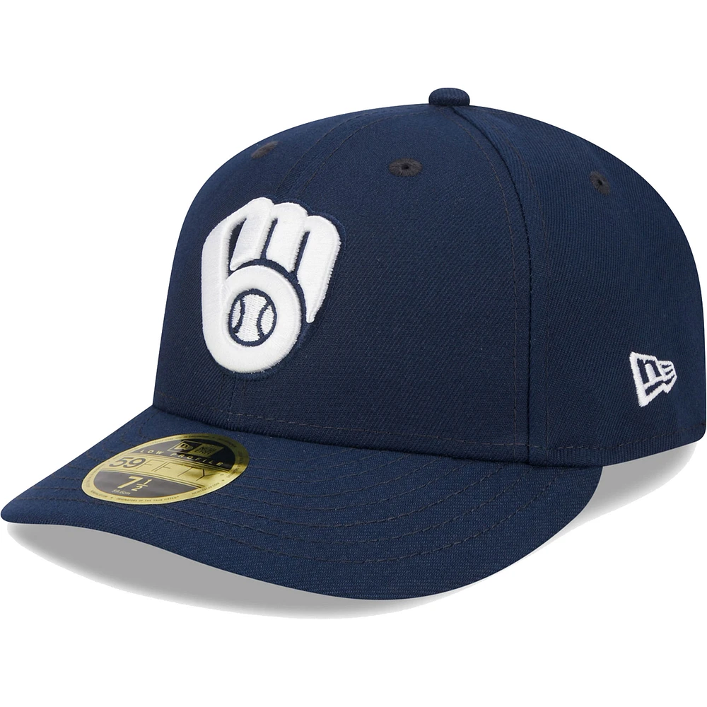 Men's New Era Navy Milwaukee Brewers Oceanside Low Profile 59FIFTY Fitted Hat