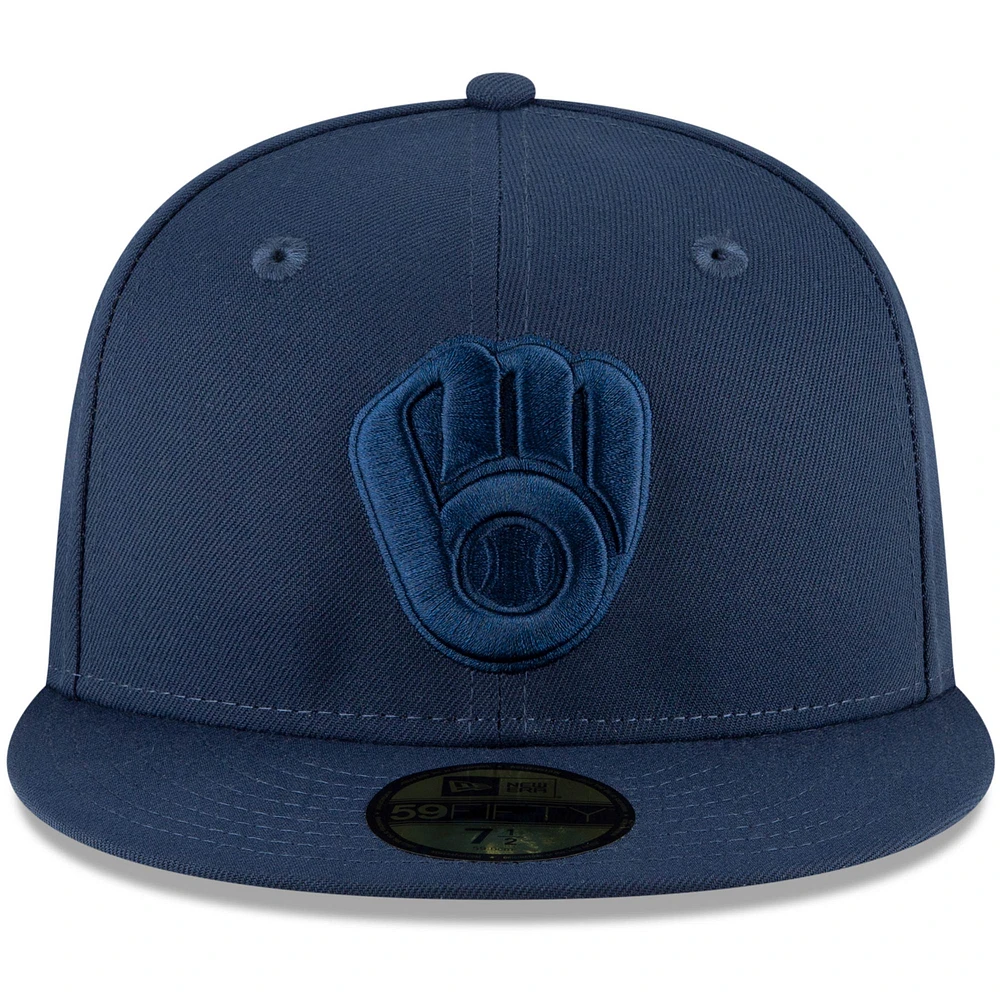 New Era Navy Milwaukee Brewers Oceanside Tonal - Casquette ajustée 59FIFTY