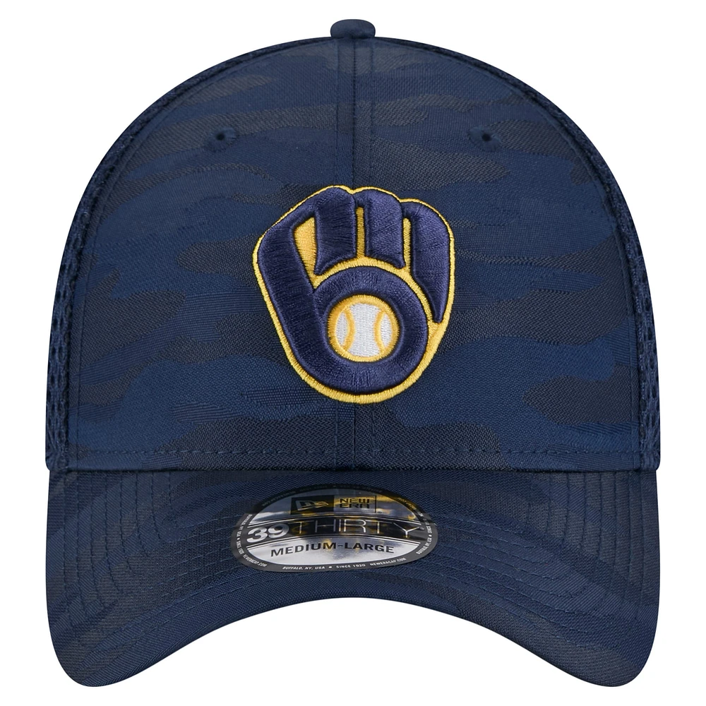 Men's New Era Navy Milwaukee Brewers Subtle Camo 39THIRTY Flex Hat