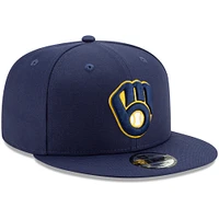 Men's New Era Navy Milwaukee Brewers Team Color 9FIFTY Adjustable Hat