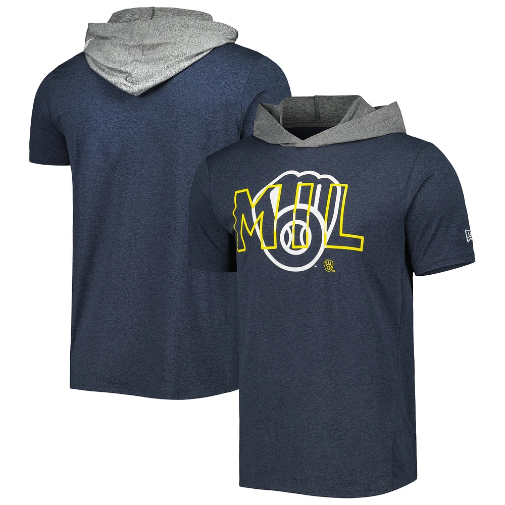 Men's New Era Navy Milwaukee Brewers Team Hoodie T-Shirt