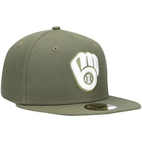 Men's New Era Olive Milwaukee Brewers White Logo 59FIFTY Fitted Hat