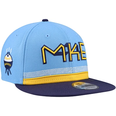 Casquette Snapback Milwaukee Brewers City Connect 9FIFTY bleu poudre New Era pour hommes