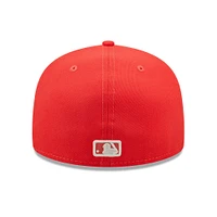 Men's New Era Red Milwaukee Brewers Lava Highlighter Logo 59FIFTY Fitted Hat