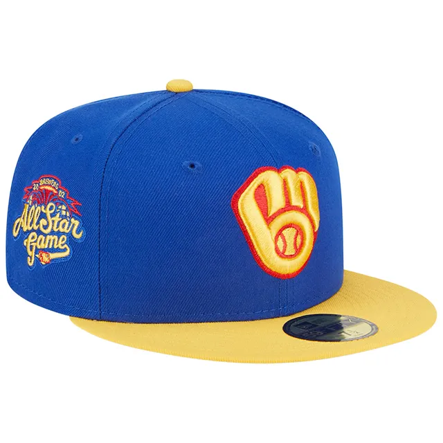 New Era 59FIFTY Milwaukee Brewers Alternate Authentic Collection On-Field Fitted Hat Navy Yellow