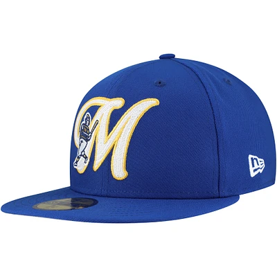 Casquette ajustée New Era Royal Milwaukee Brewers Duo Logo 2.0 59FIFTY pour homme