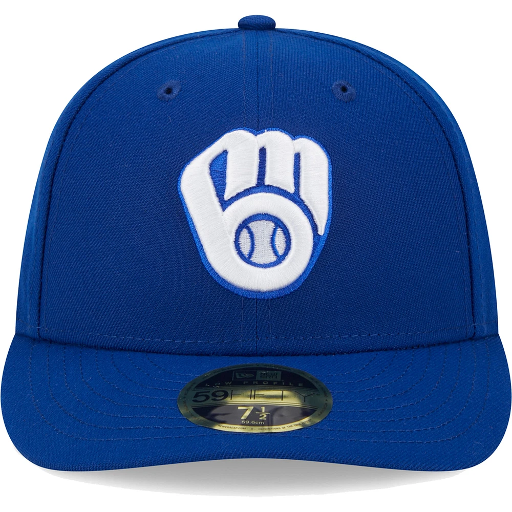Men's New Era  Royal Milwaukee Brewers White Logo Low Profile 59FIFTY Fitted Hat