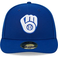 Men's New Era  Royal Milwaukee Brewers White Logo Low Profile 59FIFTY Fitted Hat