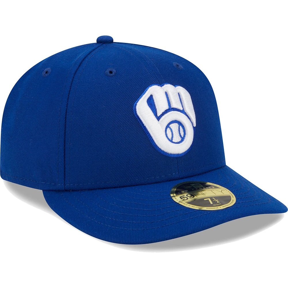 Men's New Era  Royal Milwaukee Brewers White Logo Low Profile 59FIFTY Fitted Hat