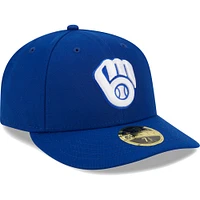 Men's New Era  Royal Milwaukee Brewers White Logo Low Profile 59FIFTY Fitted Hat