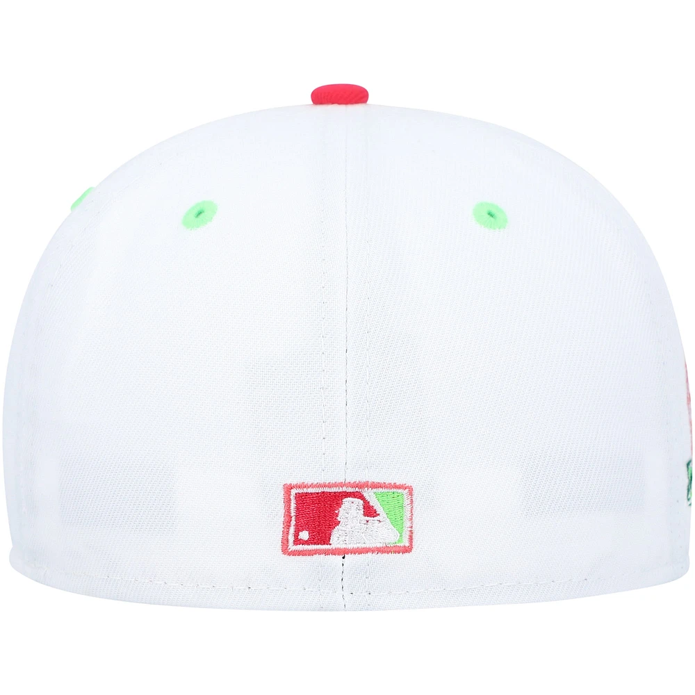 Men's New Era White/Coral Milwaukee Brewers  County Stadium Strawberry Lolli 59FIFTY Fitted Hat