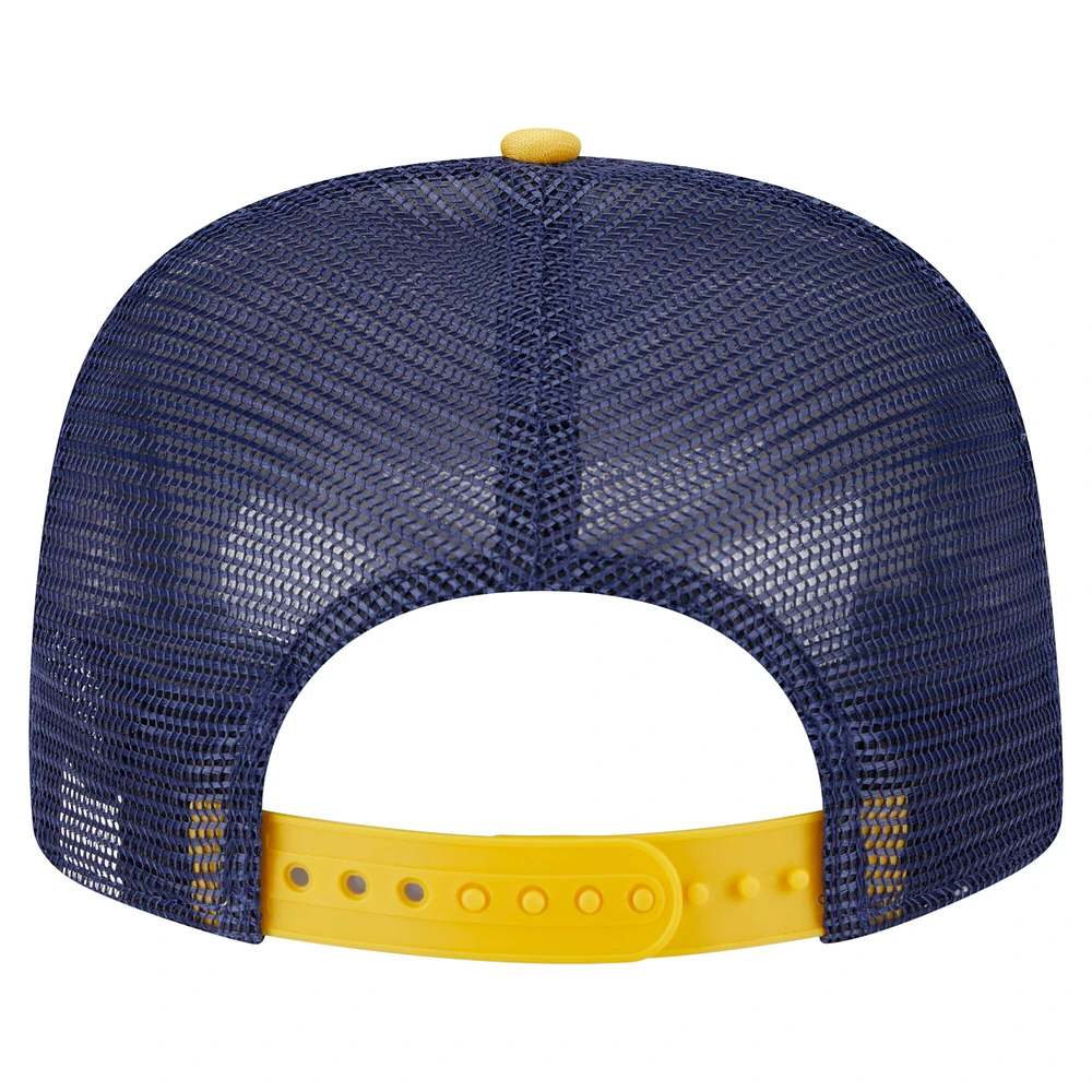 Men's New Era White/Gold Milwaukee Brewers Retro Script Trucker 9FIFTY Snapback Hat