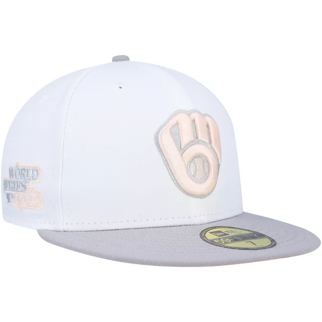 Men's New Era White/Royal Milwaukee Brewers Optic 59FIFTY Fitted Hat