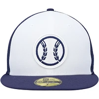 Men's New Era White/Navy Milwaukee Brewers 2023 On-Field Batting Practice 59FIFTY Fitted Hat