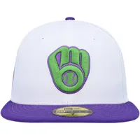 Casquette ajustée 59FIFTY avec écusson latéral 50e anniversaire des Milwaukee Brewers New Era pour homme, blanc