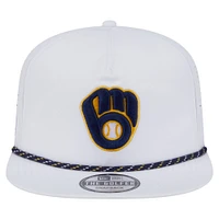 Casquette de golf perforée blanche New Era pour homme, modèle snapback, Milwaukee Brewers