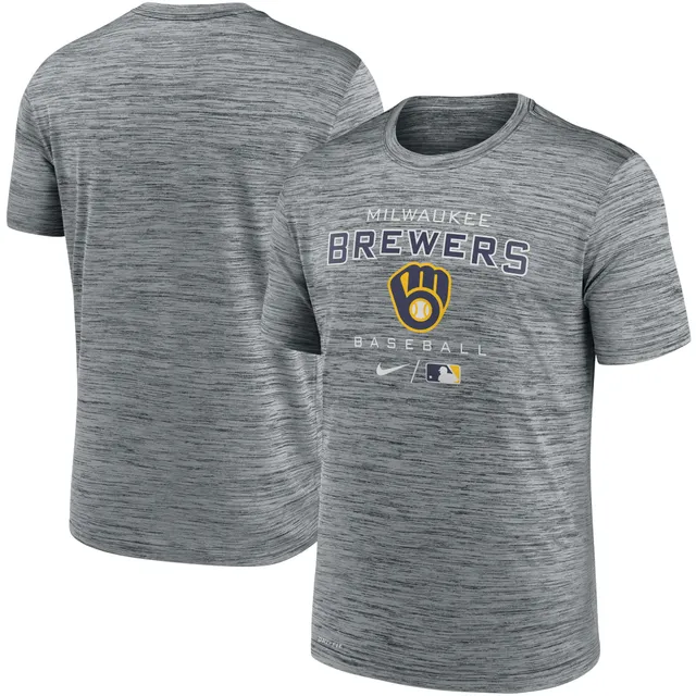 Men's Nike Gray/Navy Milwaukee Brewers Game Authentic Collection Performance Raglan Long Sleeve T-Shirt Size: Extra Large