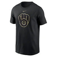 Men's Nike Black Milwaukee Brewers Camo Logo Team T-Shirt