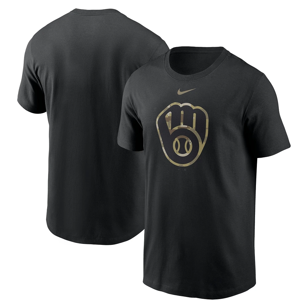 T-shirt noir de l'équipe avec logo camouflage des Milwaukee Brewers Nike pour homme