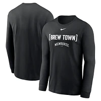 T-shirt à manches longues Nike noir Milwaukee Brewers Local Nickname pour homme