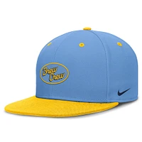 Casquette Nike City Connect Performance bleue/jaune pour homme avec patch Milwaukee Brewers