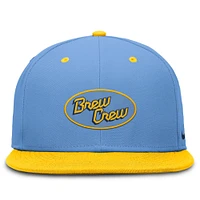Casquette Nike City Connect Performance bleue/jaune pour homme avec patch Milwaukee Brewers