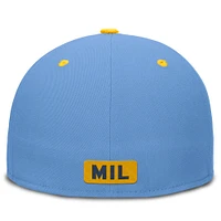 Casquette Nike City Connect Performance bleue/jaune pour homme avec patch Milwaukee Brewers