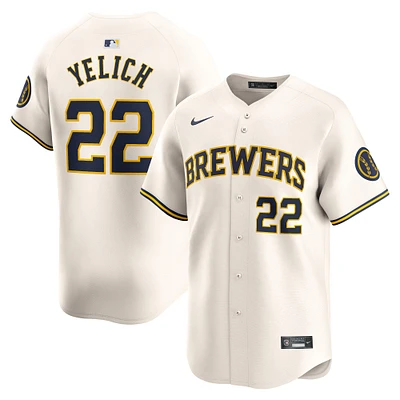 Maillot de joueur Nike Christian Yelich crème Milwaukee Brewers Home Limited pour homme