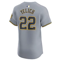 Men's Nike Christian Yelich Gray Milwaukee Brewers Road Elite Player Jersey