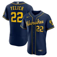 Maillot de joueur authentique alternatif la 50e saison des Milwaukee Brewers Nike Christian Yelich bleu marine pour homme