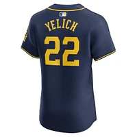 Maillot Nike Christian Yelich pour homme, bleu marine, Milwaukee Brewers Home Elite Player