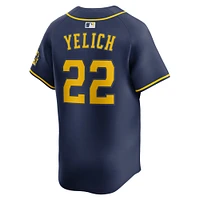 Maillot Nike Christian Yelich bleu marine pour homme des Milwaukee Brewers, édition limitée alternative
