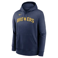 Men's Nike Christian Yelich Navy Milwaukee Brewers Player Name & Number Club Pullover Hoodie